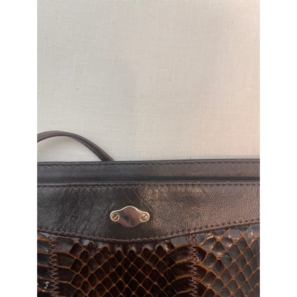 Women's Vintage La Belle Brown Snakeskin Clutch Small - Picture 12 of 15